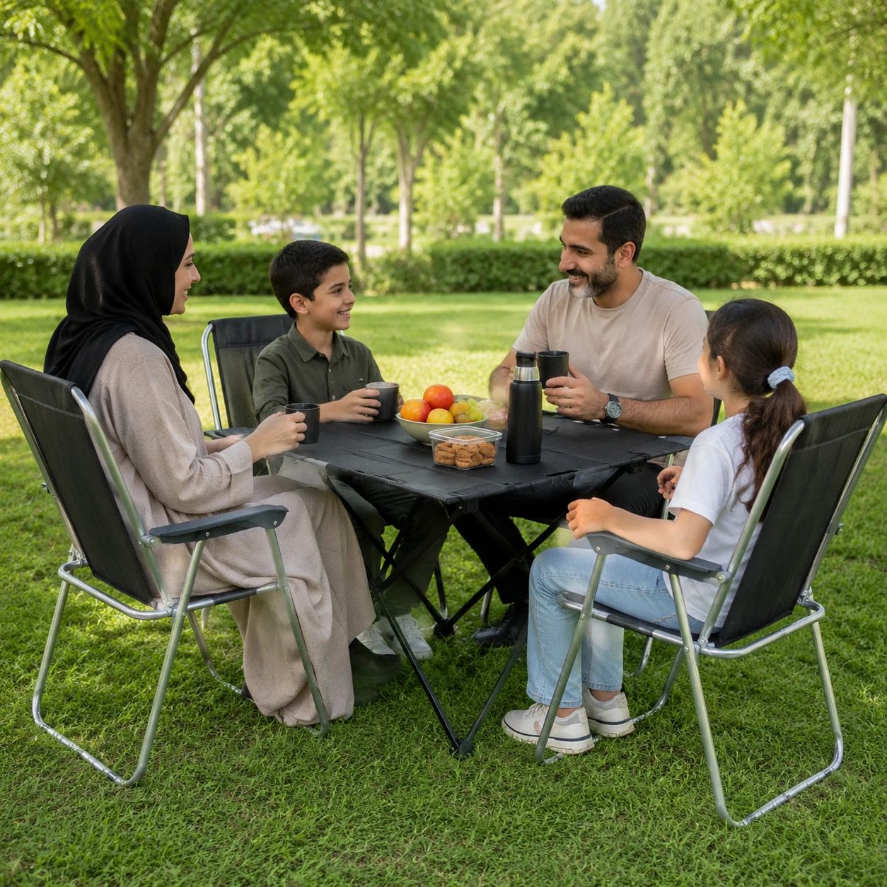 ست 4 عددی صندلی ۹ فنره تاشو مستحکم لوله 20 با ضمانت تست 7 روزه و تحمل وزن 120 کیلوگرم